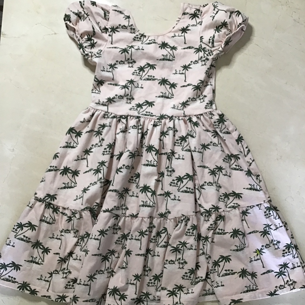 Janie and Jack, cotton Palm Tree Sundress, Pink, Green, Size S